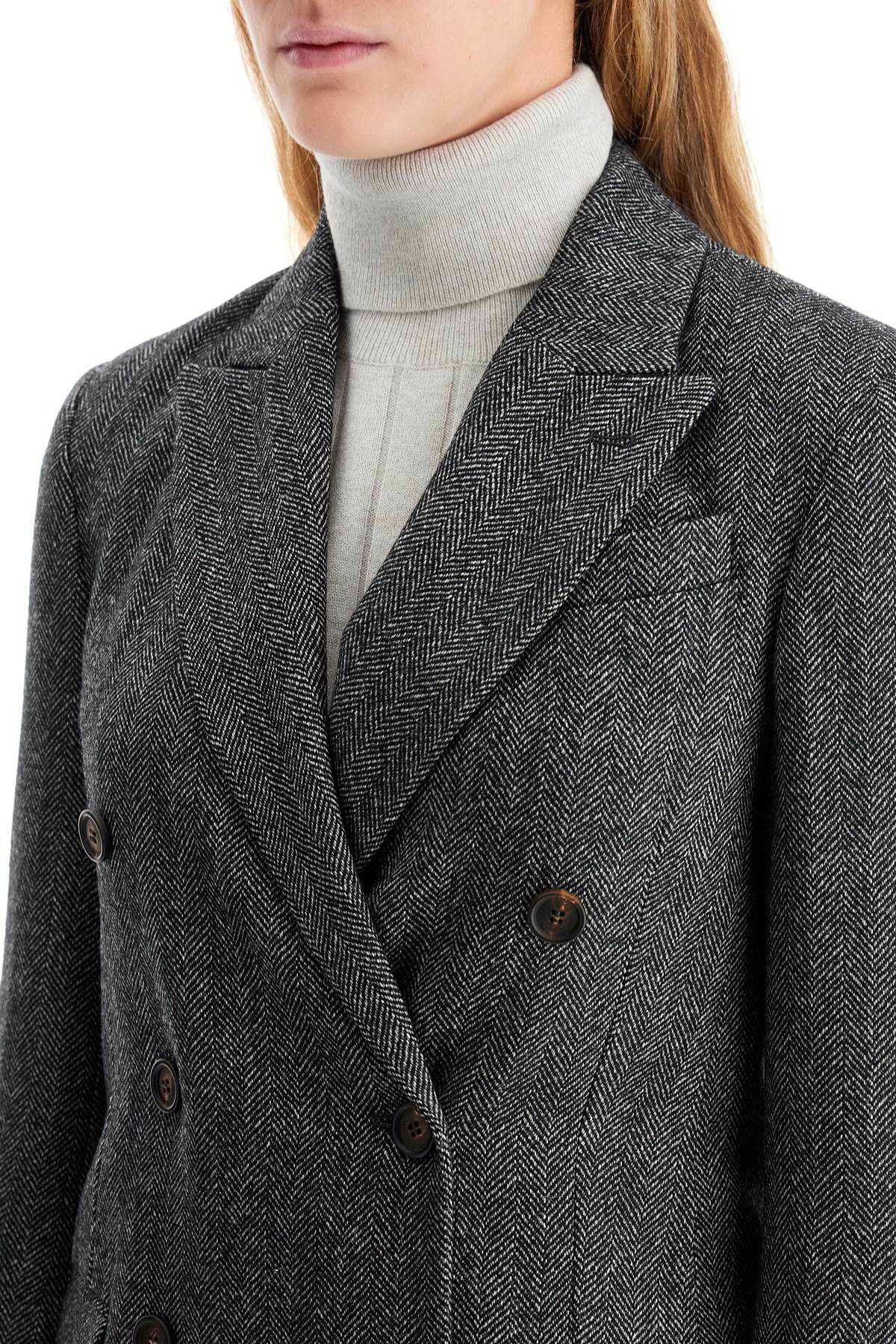 スーツ BRUNELLO CUCINELLI Techno wool carded chevron jacket with mo BRUNELLO CUCINELLI 'chevron wool carded techno jacket' Grey