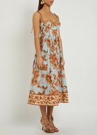 Zimmermann Aster Corset Cotton Midi Dress Blue