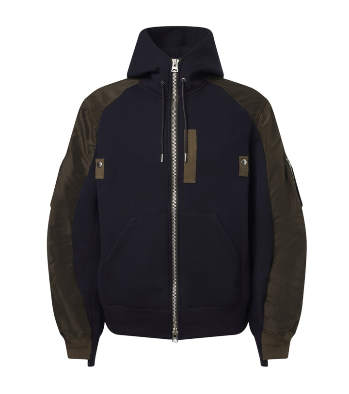 Photo: Sacai Cotton-blend and twill hoodie