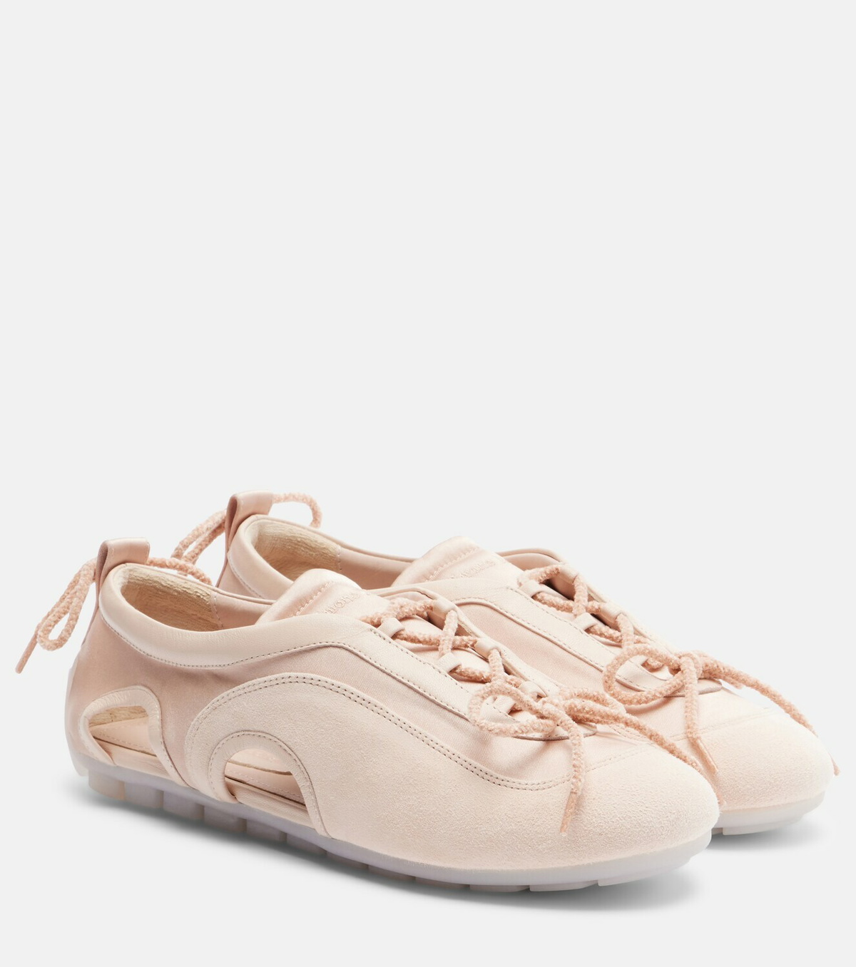 Simone Rocha Cutout suede-trimmed satin sneakers