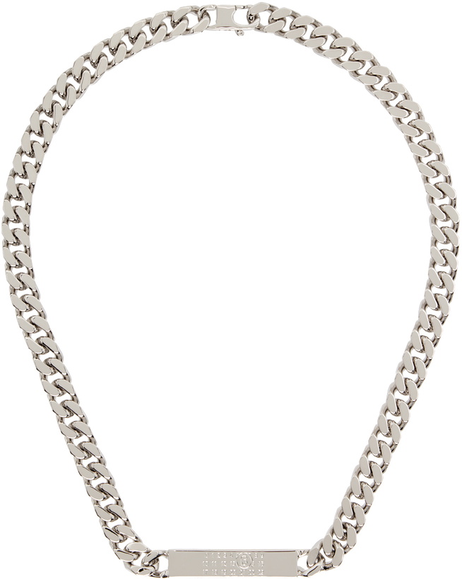 Photo: MM6 Maison Margiela Silver Curb ID Tag Necklace