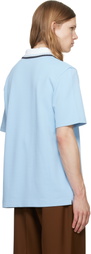 Casablanca Blue Round Pique Zip Polo