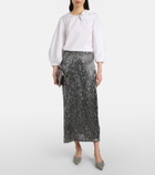 Carolina Herrera Floral-appliqué cotton-blend blouse