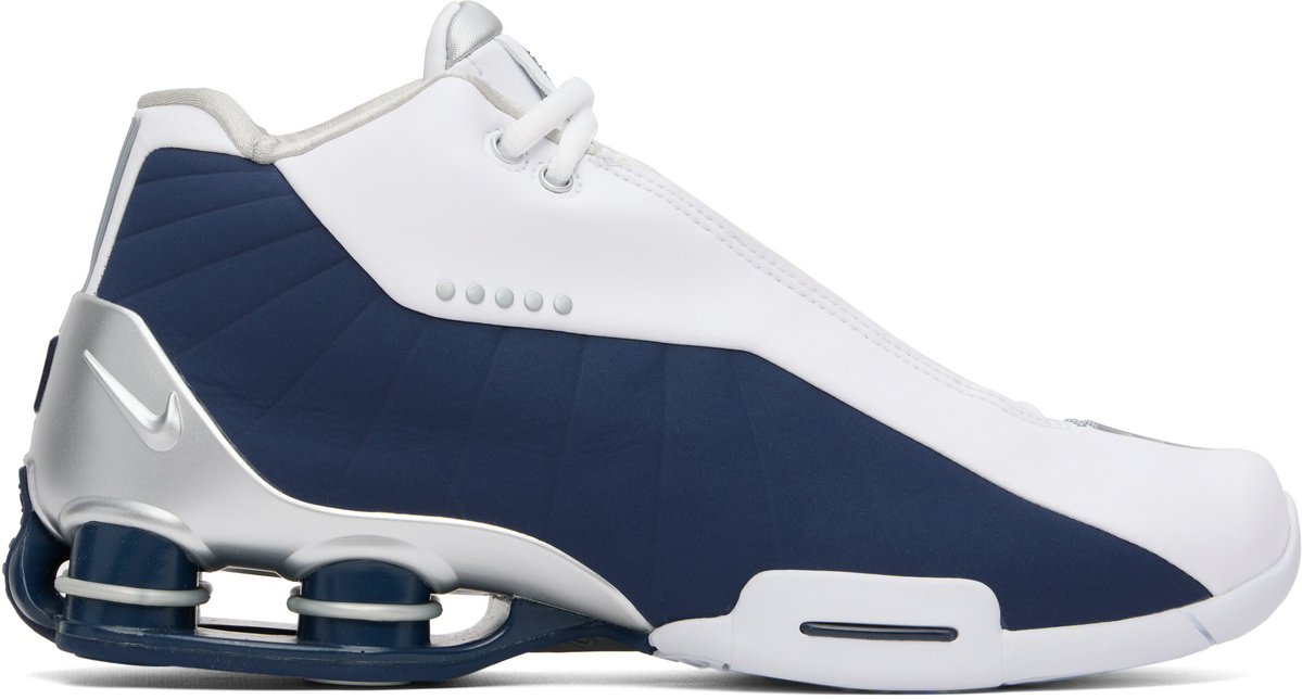 Nike White & Navy Shox BB4 Sneakers