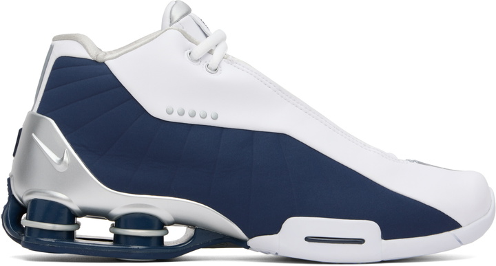 Photo: Nike White & Navy Shox BB4 Sneakers