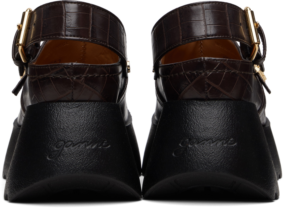GANNI Brown Platform Clog Loafers
