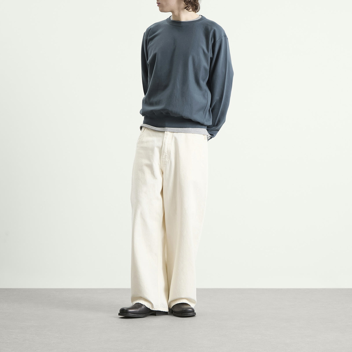 Auralee Men's High Gauge Sweatshirt in Dusty Blue