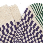 RoToTo Warped Checker Crew Sock in Blueberry