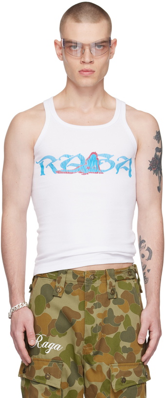 Photo: Raga Malak White Printed Tank Top