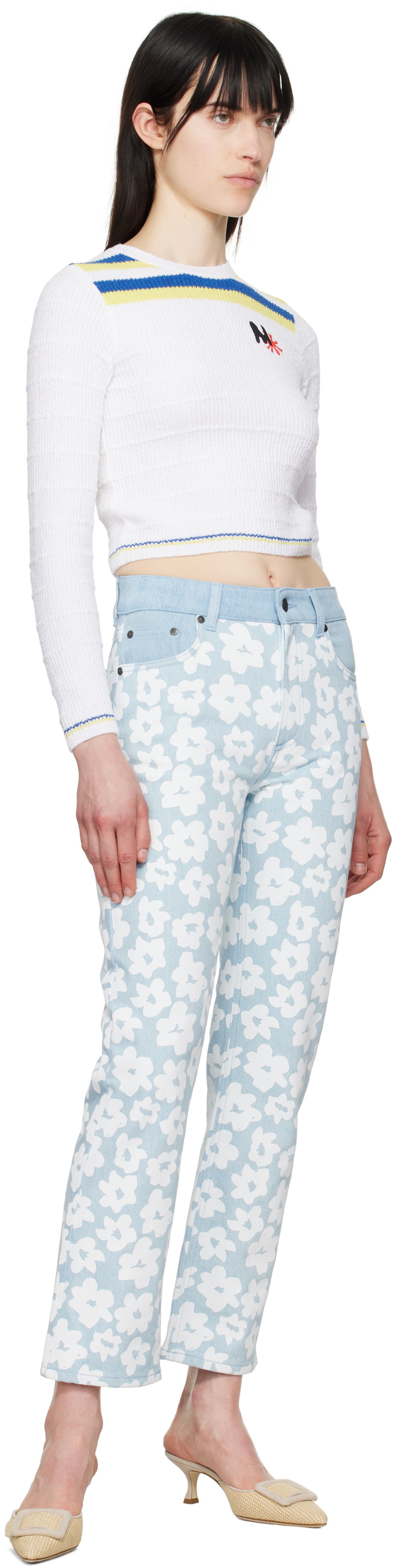 MSGM Blue Printed Jeans