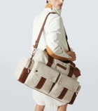 Brunello Cucinelli Leather-trimmed canvas duffel bag