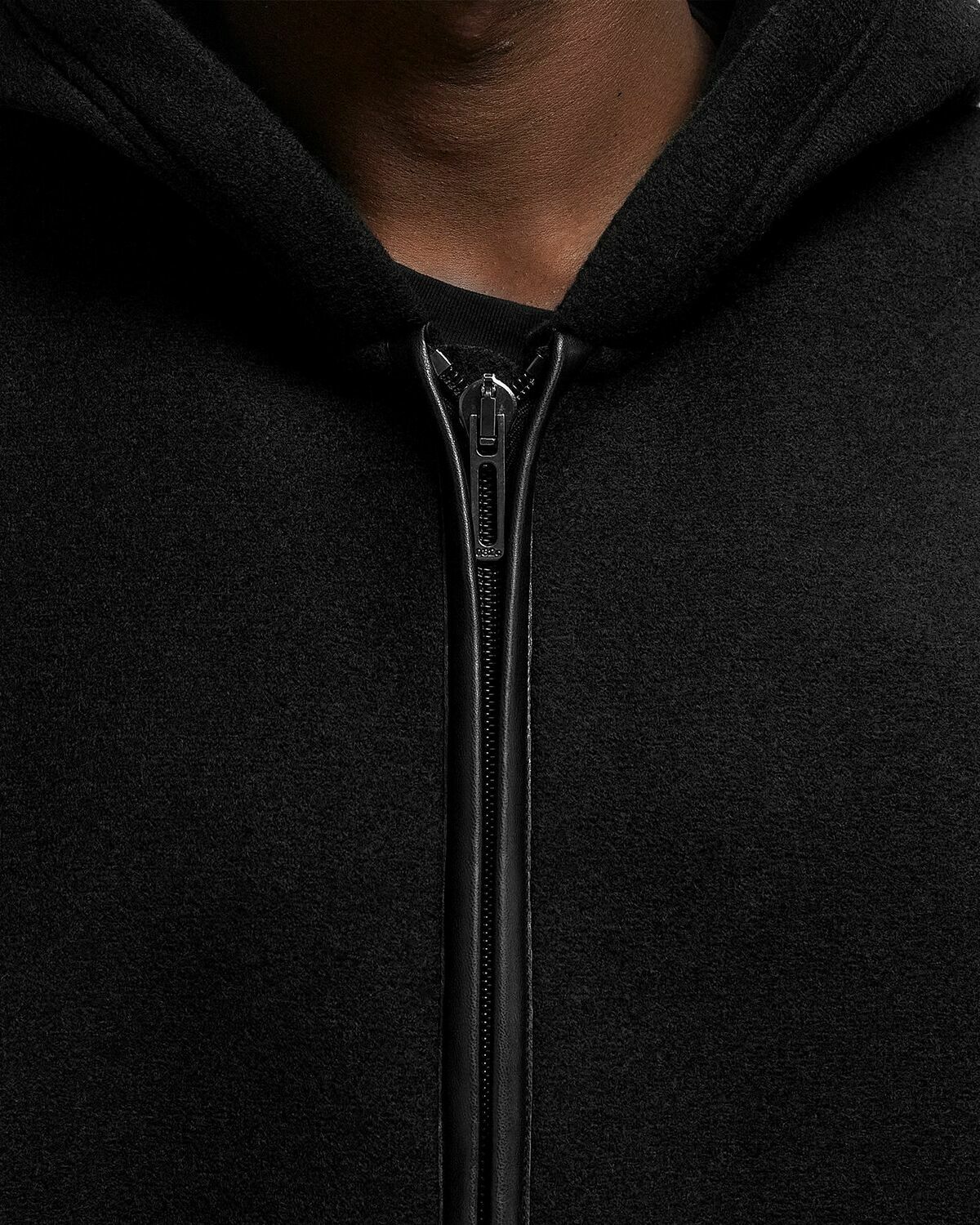 032c NEOPRENE ZIP UP HOODED JACKET Black Mens Coats/Parka