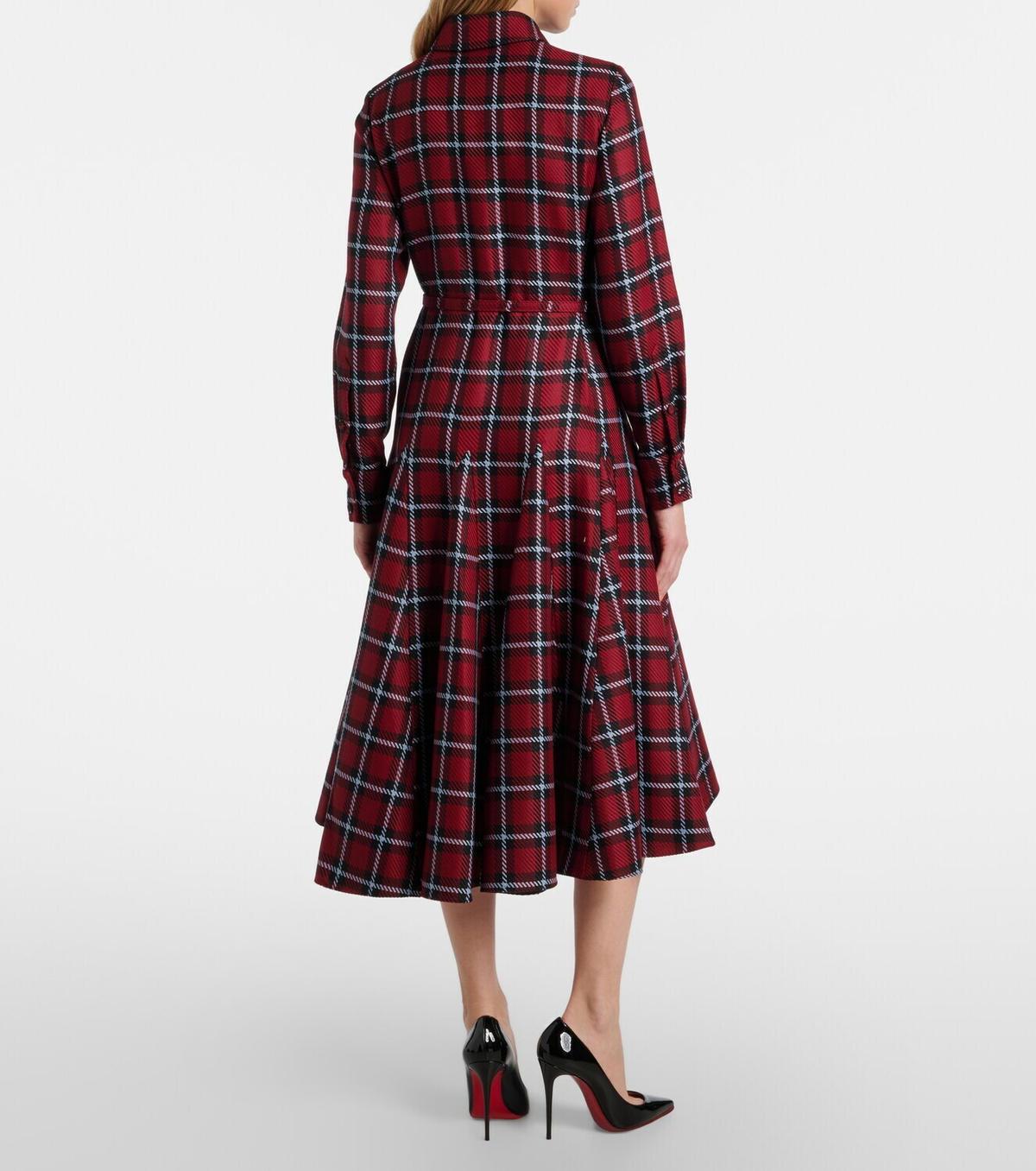 Emilia Wickstead Marione belted tartan wool-blend midi dress