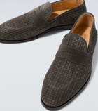 Brunello Cucinelli Woven suede penny loafers
