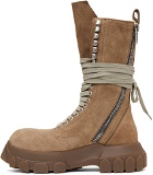 Rick Owens Taupe Lace-Up Tractor Boots
