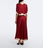 Rixo Crystal lace-trimmed satin slip skirt