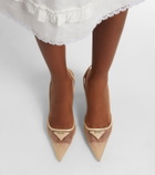 Prada Leather-trimmed mesh slingback pumps