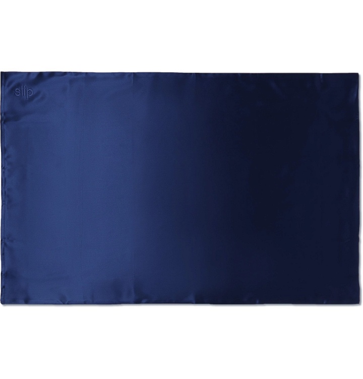Photo: Slip - Embroidered Mulberry Slipsilk Queen Pillowcase - Blue