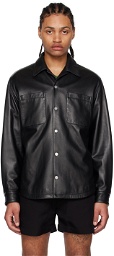 Second/Layer Black Press-Stud Leather Jacket