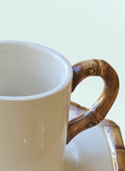 Les-Ottomans Set Of Two Bamboo Coffee Cups And Saucers