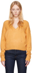 Victoria Beckham Orange Deep V-Neck Sweater