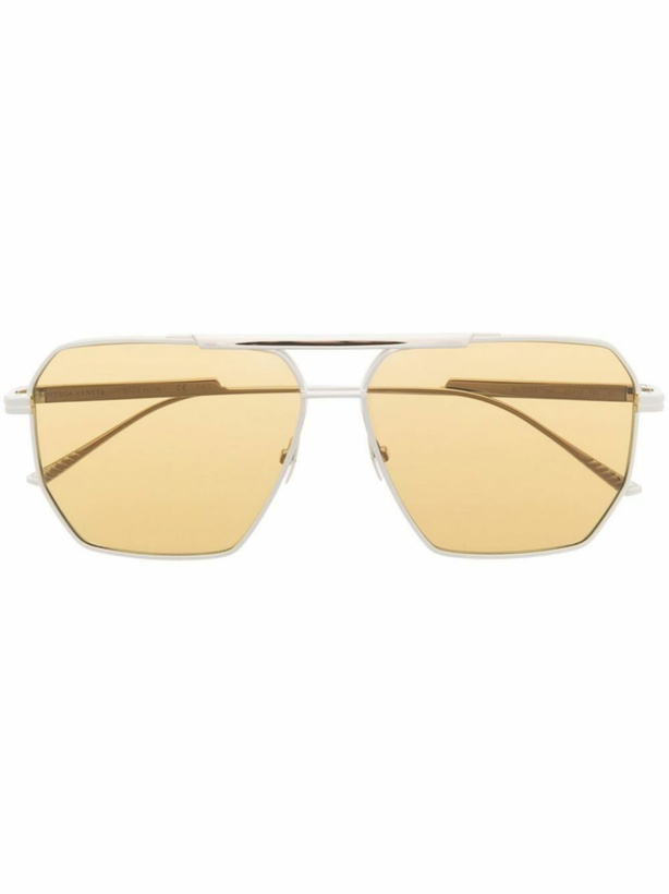 Photo: Bottega Veneta Eyewear Silver-Tone Pilot-Style Sunglasses