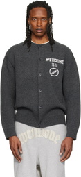 We11done Gray Logo Classic Cardigan