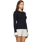 Chloe Navy Wool Ribbed Sweater