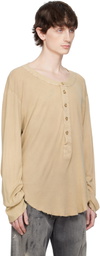 Edward Cuming Beige Light Cotton Pull-Me-Over Henley