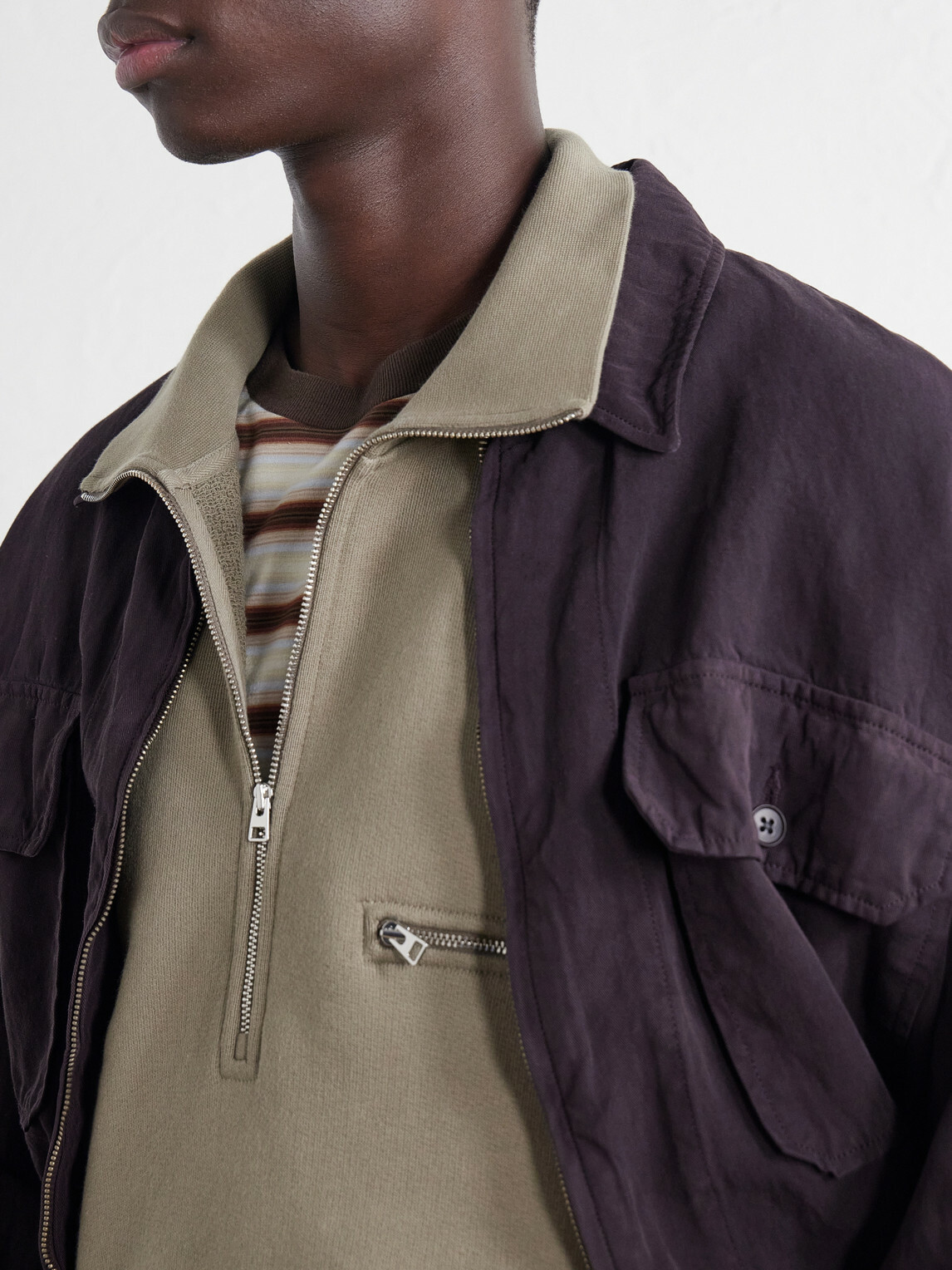 AGOLDE - Pavillion Cotton-Jersey Half-Zip Sweatshirt - Brown
