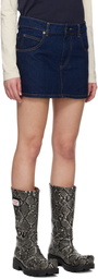 Charles Jeffrey LOVERBOY Navy Knit Patch Denim Miniskirt
