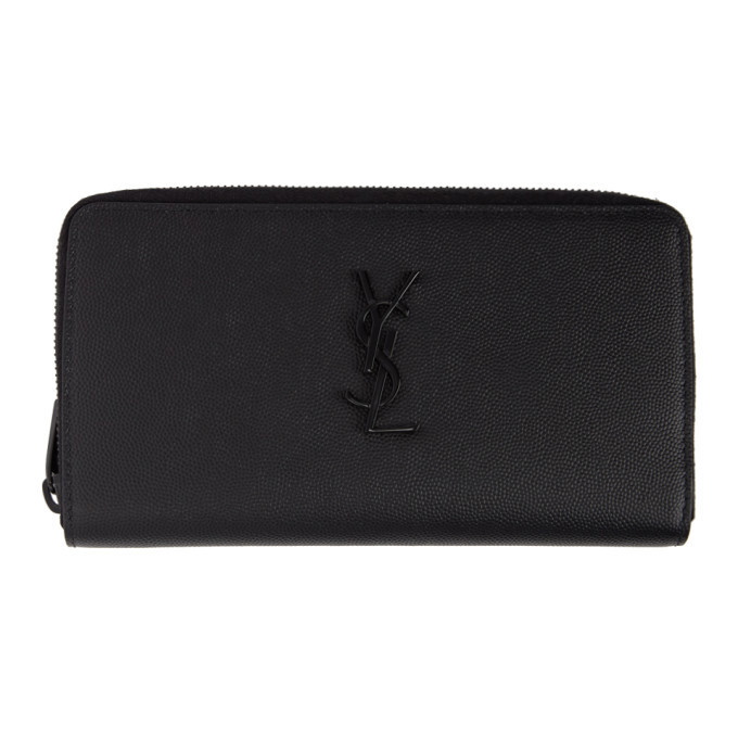 Photo: Saint Laurent Black Monogramme Zip Around Wallet