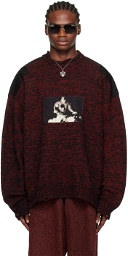 LU'U DAN Red & Black Shoulder Patch Sweater