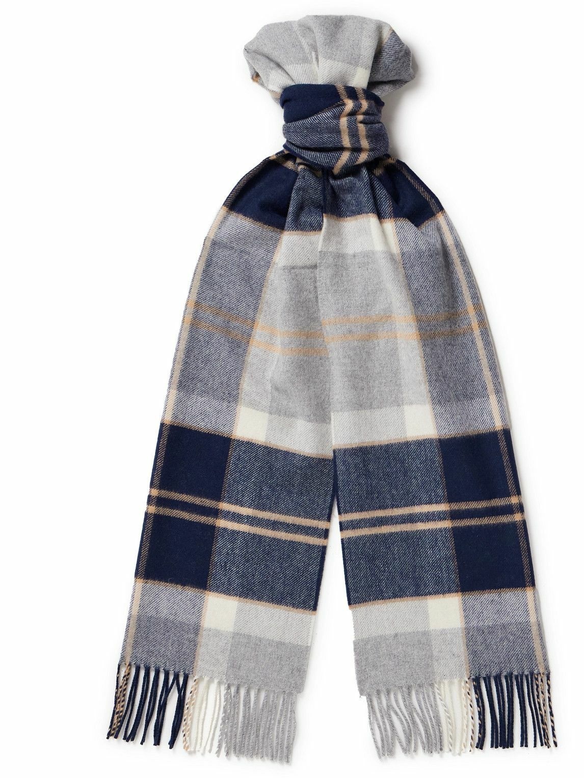 Photo: Johnstons of Elgin - Fringed Checked Wool Scarf