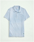 Brooks Brothers Men's Vintage Washed Cotton Feeder Stripe Polo Shirt | Blue/White