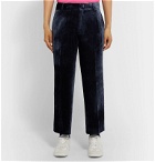 Sies Marjan - Navy Alex Cropped Silk and Cotton-Blend Corduroy Trousers - Blue