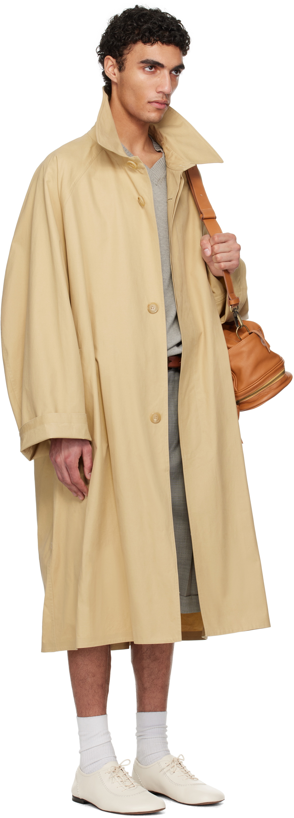 Hed Mayner Beige Belted Trench Coat
