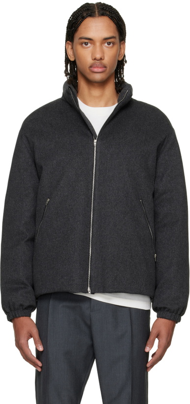 Photo: Jil Sander Gray Wool Melton Down Jacket