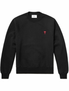 AMI PARIS - Logo-Embroidered Cotton-Blend Jersey Sweatshirt - Black