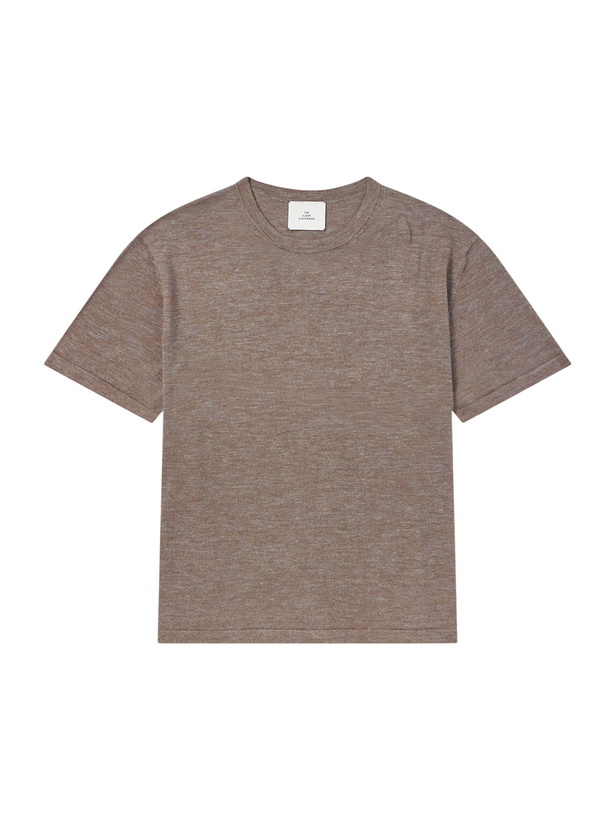 Photo: The Elder Statesman - Lenny Wool, Silk and Linen-Blend T-Shirt - Brown