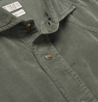 Brunello Cucinelli - Cutaway-Collar Cotton-Corduroy Western Shirt - Green