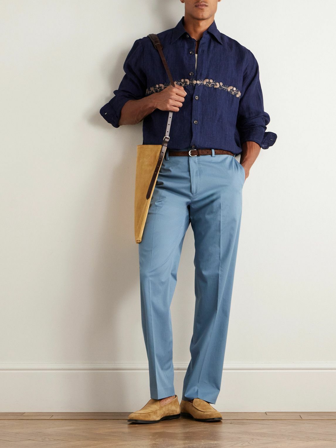 Paul Smith - Straight-Leg Cotton-Blend Twill Trousers - Blue