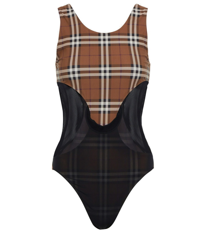 Photo: Burberry - Vintage Check jersey and mesh bodysuit