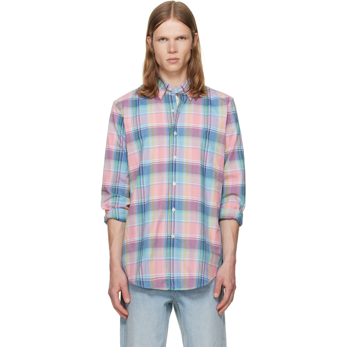 Polo Ralph Lauren Pink & Blue Poplin Long Sleeve Sport Shirt