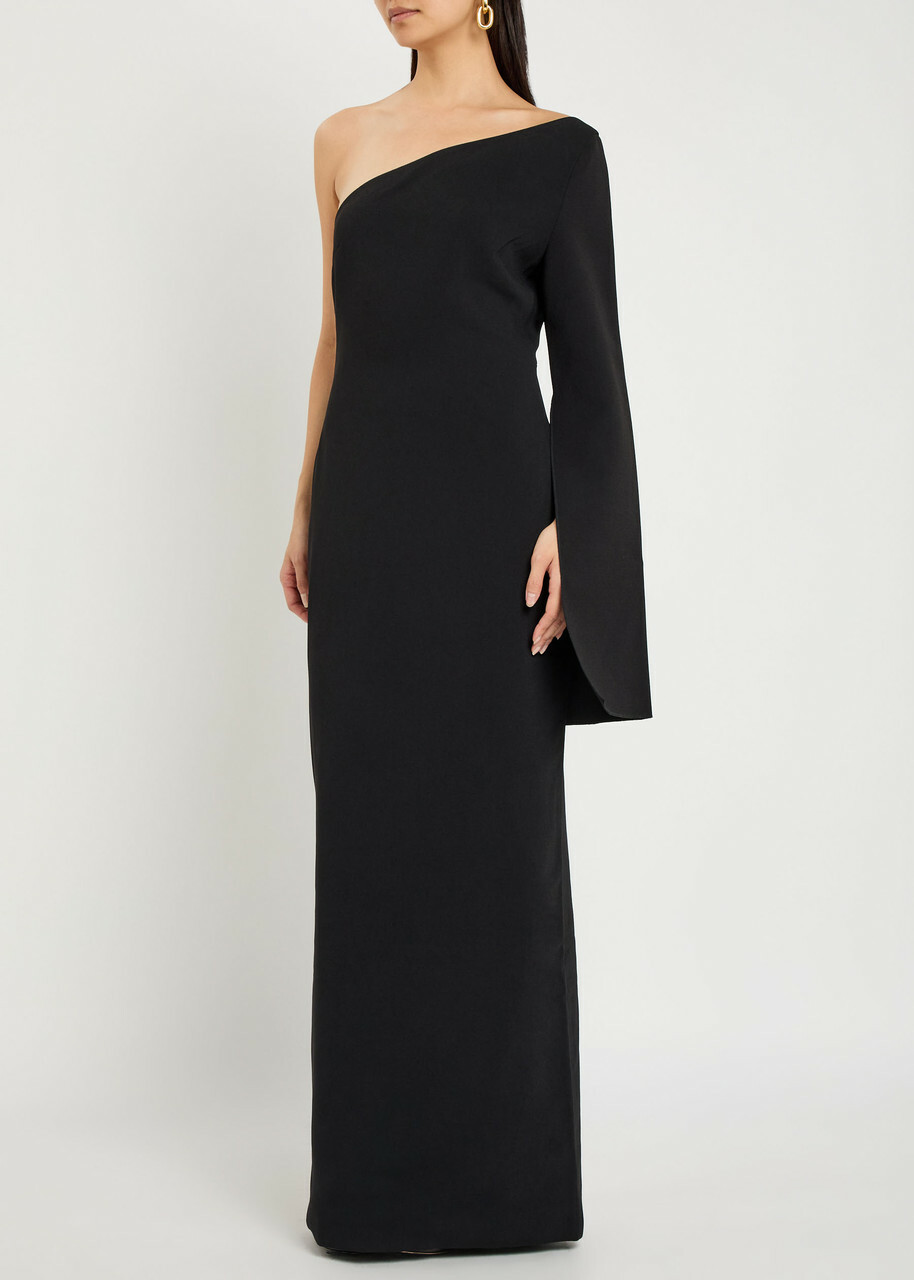 Solace London Alina One-shoulder Crepe Maxi Dress Black