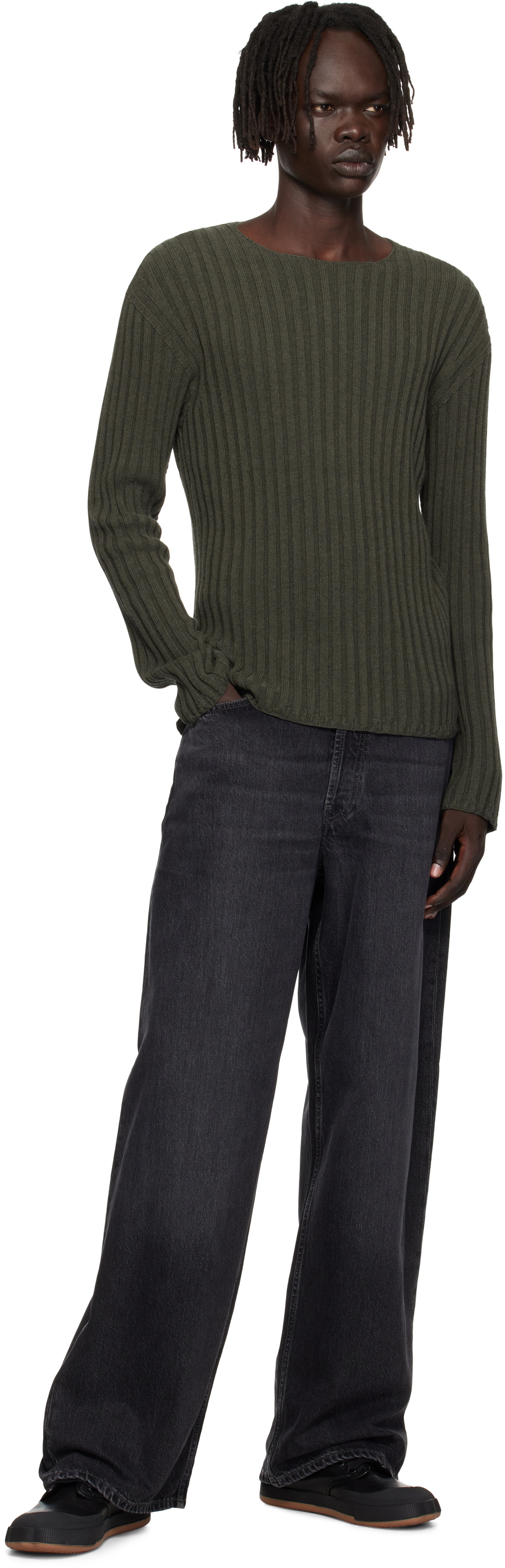 Acne Studios Green Ribbed Sweater