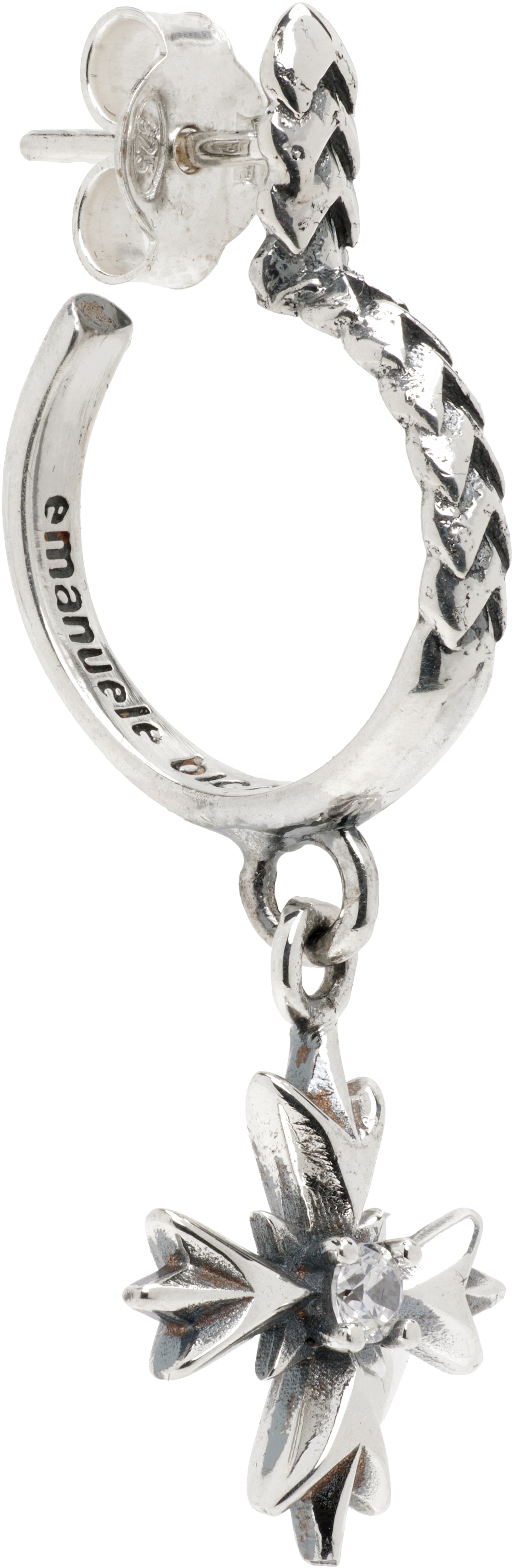 Emanuele Bicocchi Crest & Crystal Single Hoop Earring