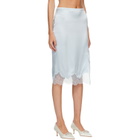 R2W Blue Milena Silk Lace Midi Skirt