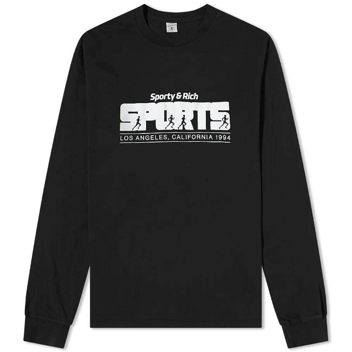 Photo: Sporty & Rich Long Sleeve Sports T-Shirt in Black/White