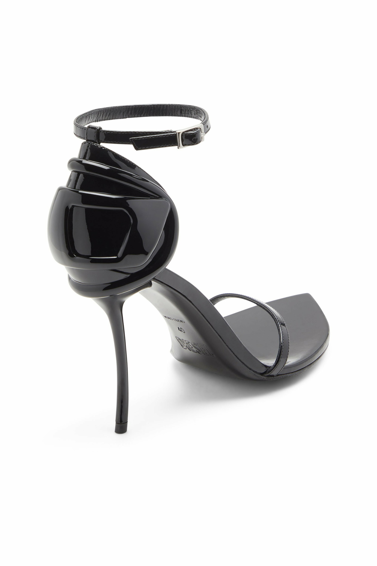 Diesel D-Ten & Half-Stiletto sandals in patent leather and